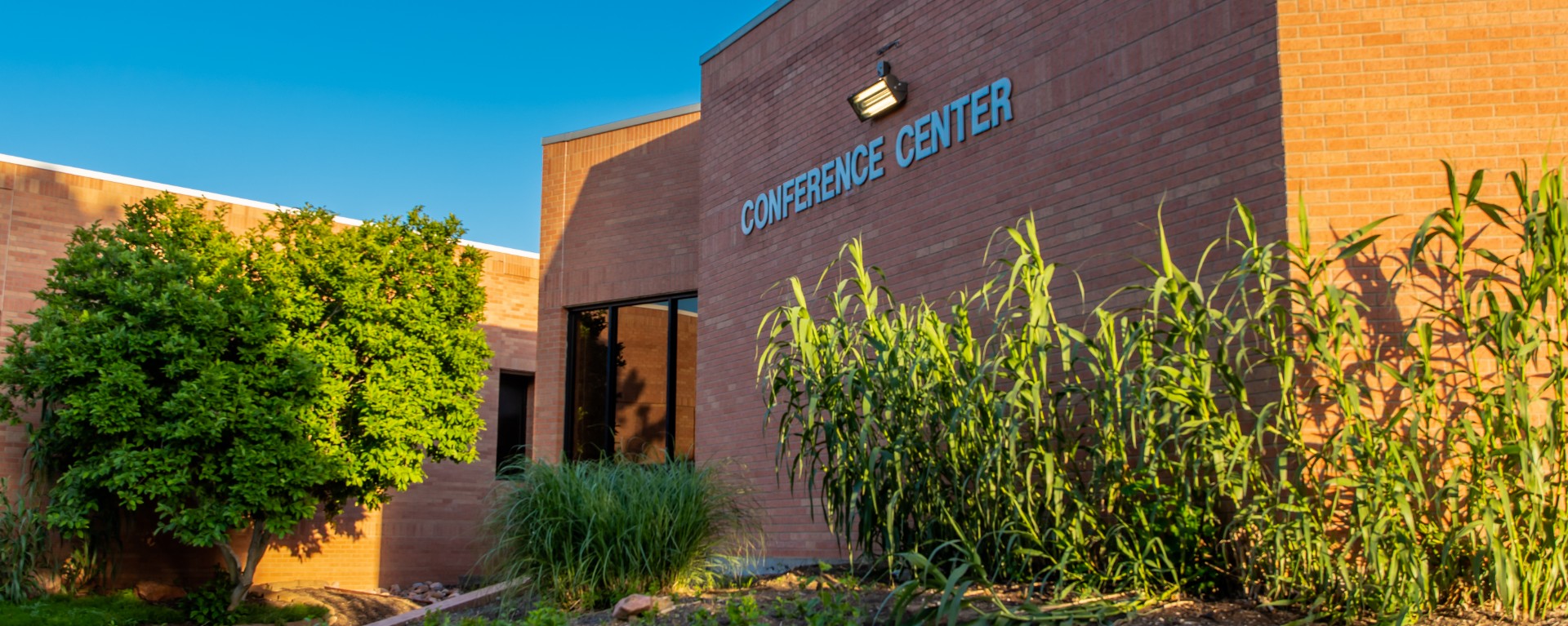 Side angle of conference center building