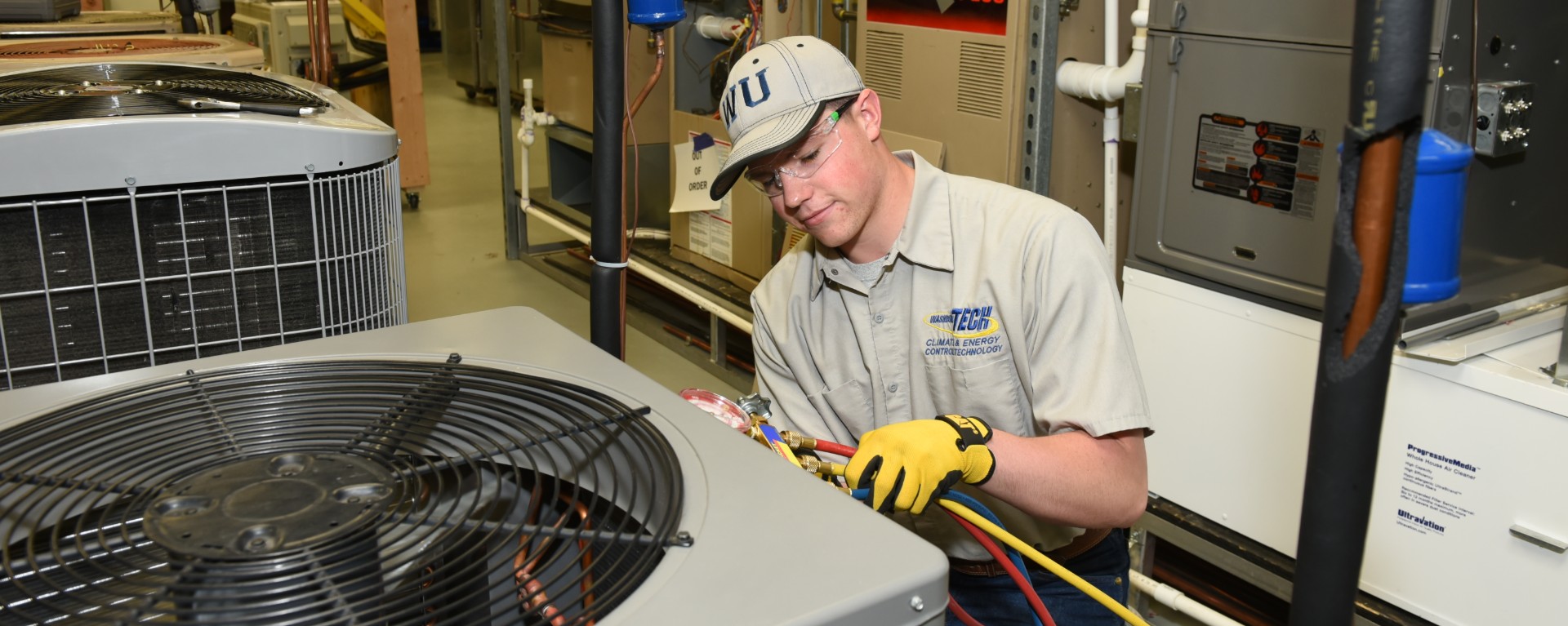 HVAC student in the lab