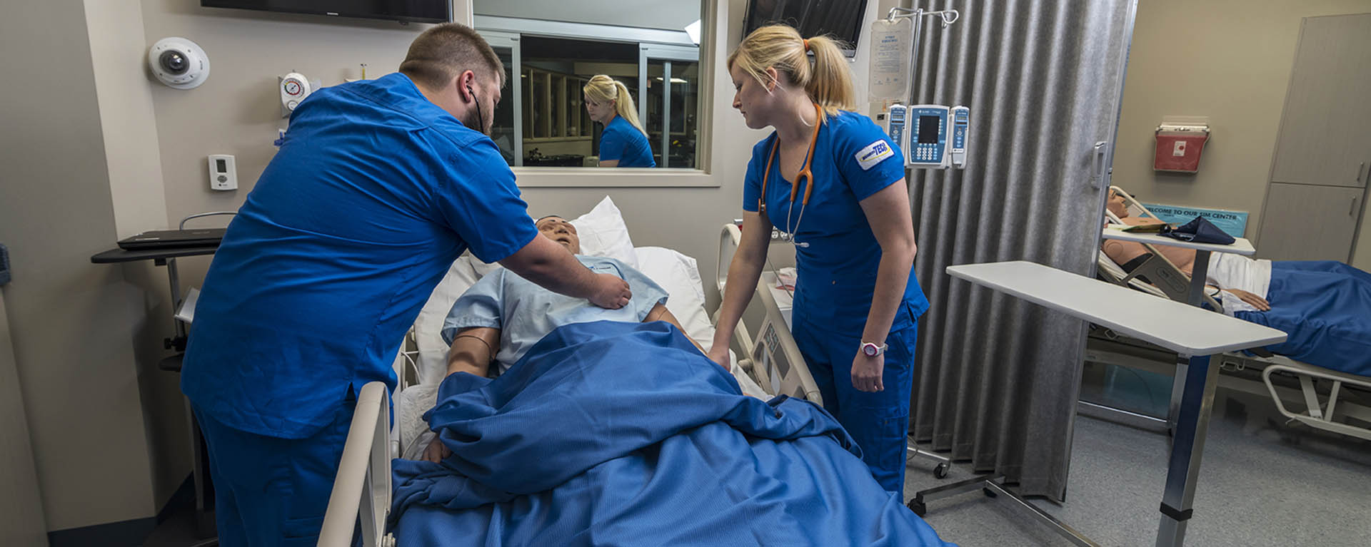 two nursing students in hospital bay