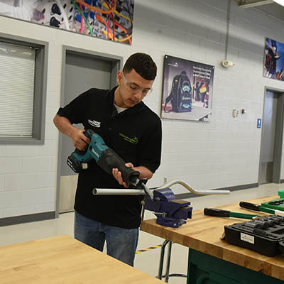 student in electrical lab