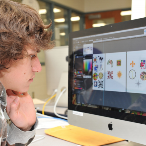 student working at computer