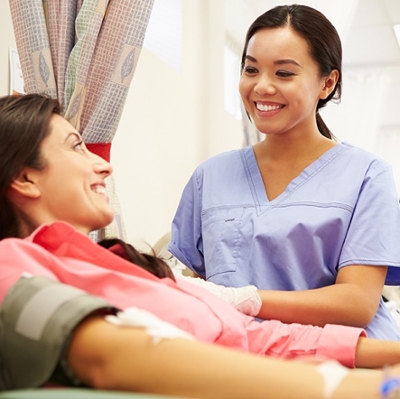 phlebotomist with patient