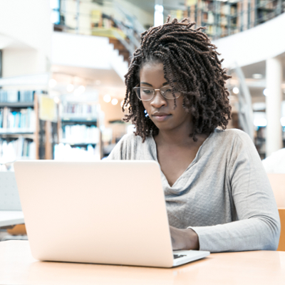 student on a computer